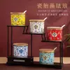 Pote de Condimentos Esmaltado Estilo Chinês Novo Pote de Sal de Cerâmica Jingdezhen Garrafa de Condimentos Pote para Macarrão com Pimenta Pote de Açúcar Pote de Molho Vinagre com Tampa