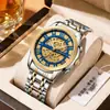 Reloj mecánico de imitación para hombre en stock, modelo nuevo con calendario, diseño hueco, luminoso, impermeable, reloj de pulsera de cuarzo para negocios, venta al por mayor transfronteriza