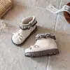 Botas de Cano Curto Femininas Rendadas Estilo Retrô Outono Inverno Novo Estilo Laço Botas de Couro Princesa Bebê Solado Macio Antiderrapante Zíper Lateral