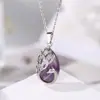 Zhouhang Jewelry Venta Caliente Transfronteriza Colgante de Cristal Natural con Collar de Pavo Real de Amatista Joyería de Moda al por Mayor