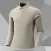 2025 Nova Camisa Polo Clássica de Manga Longa para Outono e Inverno Abertura com Botões na Gola Design Confortável e Versátil Caimento Levemente Amplo