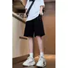 Shorts Esportivos de Cintura Alta para Mulheres Plus Size Branco Cinza Calças de Cinco Pontos Verão Americano Solto Casual Calças de Corrida