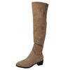 Botas Altas de Tacón Grueso Versátiles Estilo Retro Moda Otoño e Invierno Elegantes Diosa Europea y Americana Botas de Tacón Alto para Mujer