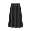 Falda de Lana de Acetato Gris Oscuro de Alta Gama, Línea A, 26 Otoño, Cintura Alta, Elástica, Falda de Punto