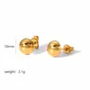 Brinco pingente de bola lisa em aço inoxidável banhado a ouro 18K, brinco de aço titânio, brinco, atacado