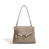Nova bolsa de ombro elegante e versátil de 2026, clássica e única, perfeita para o dia a dia, com grande capacidade e design quadrado feita de couro genuíno