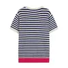 Estilo europeo y americano transfronterizo, popular en AliExpress, camiseta a rayas de manga corta moderna y casual