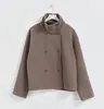 Cross Europeu 2026 Outono/Inverno Nova Roupa Feminina Amazon Temperamento Elegante Gola Alta Botão Manga Longa Casaco de Lã