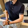 Comércio Exterior Transfronteiriço Masculino Novo Estilo Verão Fresco Camisa Polo de Manga Curta, Top Casual de Negócios com Gola, Camiseta de Algodão Respirável