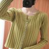 [1889] Chaqueta de punto para mujer, cárdigan, otoño/invierno, nueva, ajustada, adelgazante, manga larga, cuello redondo.