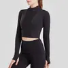 Chaqueta de Yoga de Media Cremallera para Otoño e Invierno Camiseta Popular en Internet Manga Larga Adelgazante Ajustada Secado Rápido Top Deportivo Profesional Moderno