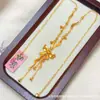 Tienda de Oro Mismo Estilo Collar Dorado Arena con Lazo para Mujer, Versátil y Elegante, Cadena para Clavícula, Joyería de Moda y Exquisita Transmisión en Vivo