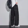 Pantalones casuales de moda de color original estilo americano para hombre, otoño 2026, corte holgado, que realzan la altura, lavados, con caída, de pierna ancha, de trabajo, largos