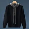 Nuevo suéter de punto con capucha para otoño e invierno para hombres y parejas, cuello Henry de bloques de color, chaqueta estilo old money, venta al por mayor de fábrica transfronteriza