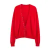 Moda feminina europeia e americana transfronteiriça AliExpress item mais vendido cardigã de tricô casual com decote V