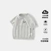 Suéter de punto de algodón puro para niños, manga corta, estilo nuevo de verano 2026, top para bebé con cuello redondo y bordado trenzado, suave y amigable con la piel