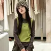 Conjunto de Estilo Artístico Otoño para Niñas 2026 Nuevo Modelo para Niños Mayores: Camisa Básica de Color Sólido, Chaleco, Falda, Pantalones de Pierna Ancha, Conjunto Infantil