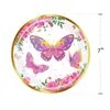 Venta Caliente Transfronteriza Fiesta de Té de Primavera Temática de Mariposas Decoración de Fiesta Temática de Mariposas Vaso de Papel Servilleta Plato de Papel
