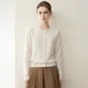 Estilo para o Trabalho Outono/Inverno 2026 Novo Cardigan de Tricô com Gola Redonda 100% Caxemira Pura para Mulheres, Top Casual Confortável para Mulheres