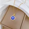 [Acero de Titanio] Ojo de Diablo Redondo Lujo Ligero Lujoso Collar Totalmente de Diamante Cadena para Clavícula Fácil de Combinar para Mujer Cadena de Acero de Titanio
