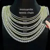Spot Prata Esterlina 925 Europeia e Americana Moissanita Corrente de Tênis 2 3 4 5 6.5mm Pulseira Colar de Moissanita Atacado