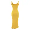 Elegante y con curvas figura camisola vestido para mujer, verano entallador de cintura cola de pez bodycon falda larga, vestido tipo tank top elástico