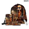 2025 Hombre de Palo de Madera Transfronterizo Shan Hai Jing Tungtungtung Mochila Escolar Mochila de Hombro Estuche Tres Piezas