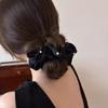 Estilo Francês Elegante Pérola Plissado Intestino Grosso Anel de Cabelo Feminino 2024 Novo Estilo Suave Elegante Destaque Rabo de Cavalo Baixo Acessórios de Cabelo Adorno de Cabeça Flor