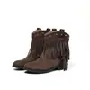 Botines cortos versátiles de moda y populares para mujer para el verano, botines western de tacón grueso y corte bajo con tachuelas y flecos para el día a día, botines cortos nuevos de tacón alto