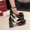Zapatos de Tacón Alto Grueso con Punta Cuadrada Estilo Francés para Mujer, Sandalias Estilo Universitario, Adecuados para Combinar con Faldas, Zapatos Mary Jane, Tacones Altos Estilo Chica Rica