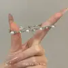 Pulseira Flor Pérola Totalmente Cravejada Estilo Novo Francês para Mulheres, Pulseira Cruz Doce Exquisita Brilhante de Nicho