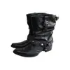 Botas Ocidentais Chuyuji 2026 Femininas de Cano Médio, Novo Estilo Outono/Inverno, Salto Grosso, Pretas, Bico Fino Único Botas de Cano Curto para Montaria