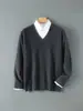 Amazon Otoño/Invierno Suéter de Punto Casual para Hombre con Cuello en V 100% Lana Pura