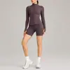 Conjunto de chaqueta de yoga transfronterizo, conjunto de top de manga larga con cremallera de secado rápido, conjunto de pantalones de yoga transpirables que absorben la humedad para deportes de running para mujer