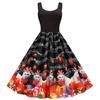 9293# Toma real Popular en Amazon Estilo retro europeo y americano Hepburn sin mangas estampado de tirantes vestido de gran vuelo