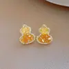 Pendientes de Calabaza de Cristal de Color Champaña Degradado con Zirconia, Aguja de Plata, Lujo Ligero, Pendientes de Gama Alta, Modernos, Exquisitos y Sencillos