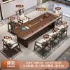 Juego de mesa de té y sillas de madera maciza, estilo minimalista moderno, adecuado para el hogar, la sala de estar o la oficina, con un diseño inspirado en el Zen para disfrutar del té