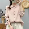 Camisa estilo vintage con bordado de corazón en las mangas, gasa de algodón de doble capa, color liso, chaqueta casual para capas para mujer, estilo moderno para ir al trabajo