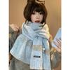 Bufanda Nueva de Punto Estilo Coreano con Lazo y Lana para Mujer en Invierno, Cálida y Versátil, Protector de Cuello de Lana Atmosférico