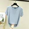 Nueva camiseta de modal de manga corta con cuello redondo para mujer, fina y adecuada para usar como capa exterior, se puede usar como capa base o combinar con tops casuales de talla grande