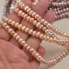 Fio de Contas Planas de Pérolas Cultivadas de Água Doce Zhuji 7-8mm Contas Soltas Produtos Semi-Acabados para Colares e Pulseiras Artesanais DIY