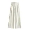 Pantalones casuales finos de cintura alta para mujer, nuevo estilo de verano 2026, pantalones de pierna ancha de seda helada, pantalones rectos frescos con protección solar
