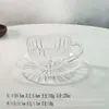 Xícara de Café Latte Listrada de Vidro Minimalista Estilo Europeu, Conjunto de Xícara e Pires para Sobremesa e Chá da Tarde Exquisito e de Luxo Leve para Restaurante
