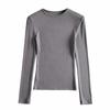 AliExpress Otoño e Invierno Europeo y Americano Camiseta Básica de Color Sólido para Mujer Cuello Redondo Ajustada Adelgazante Sexy Manga Larga Top Multicolor