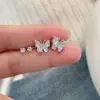 Conjunto de Brincos Borboleta Degradê com Zircônia Azul para Mulheres, Brincos de Luxo Acessível de Nicho de Alta Qualidade, Brincos Exquisitos com Coração Delicado