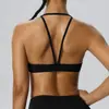 Sujetador de Yoga Europeo y Americano Halter Cuello en V Espalda Bonita Ropa Interior de Fitness Sujetador Tacto Nude Doble Mate Sexy Camiseta sin Mangas Deportiva 62767