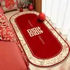 Alfombra de noche roja para bodas, alfombrilla festiva para mesita de noche del hogar, alfombrilla de suelo gruesa de tira larga para dormitorio, alfombrilla de suelo de estilo chino para bodas