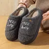Pantuflas de Algodón Gruesas y Felpudas para Mujer, Otoño/Invierno para Interiores, Antideslizantes, con Más Terciopelo, Cálidas, para Pareja, de Algodón para Hombre