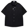 Camisa Bordada Girassol Estilo Retrô Japonês Verão 2026 Design Unissex Bf Solta Waffle Manga Curta