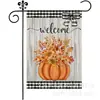 Bandera de Lino de Doble Cara Popular Transfronteriza de Calabaza y Espantapájaros de Acción de Gracias Personalizada para Decoración de Patio Bandera de Jardín